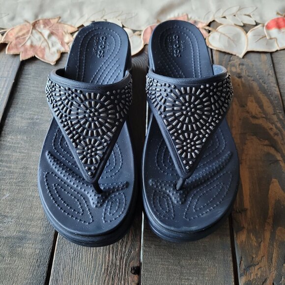 Crocs Monterey Diamante Wedge Flip - Picture 1 of 7